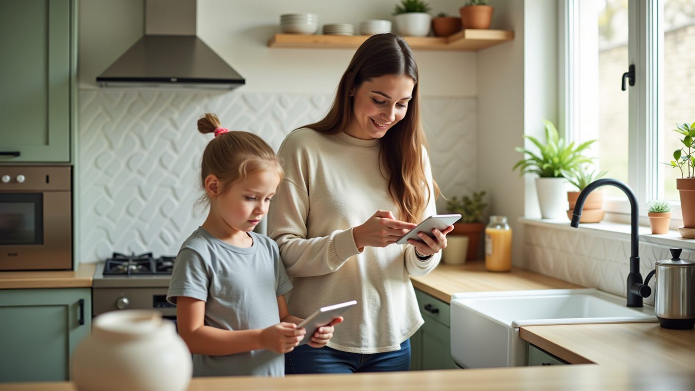 Parent and child in the kitchen
